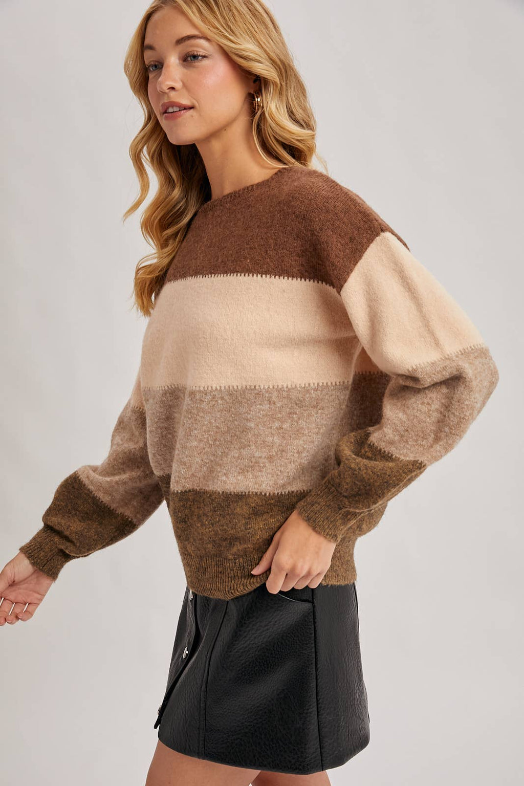 COLOR BLOCK KNIT SWEATER PULLOVER