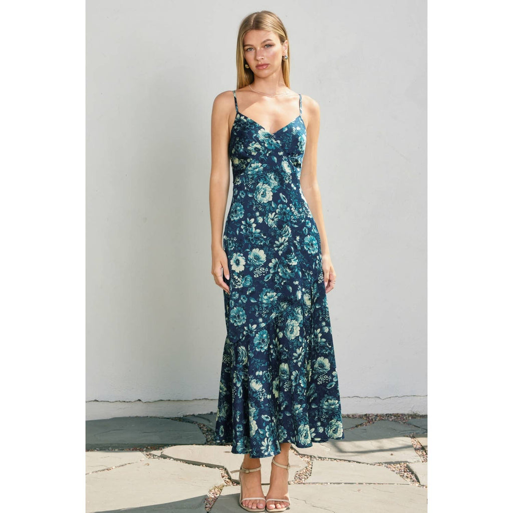 Petal Sky Tie Back Midi Dress