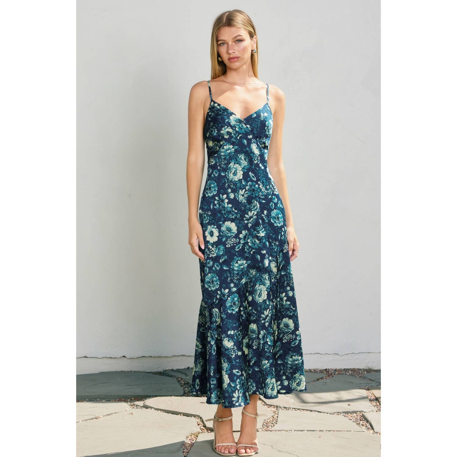 Petal Sky Tie Back Midi Dress