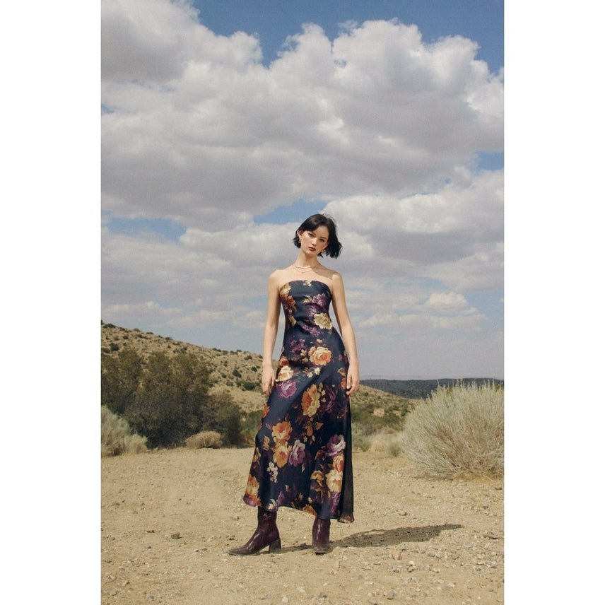 Evening Rose Garden Strapless Maxi