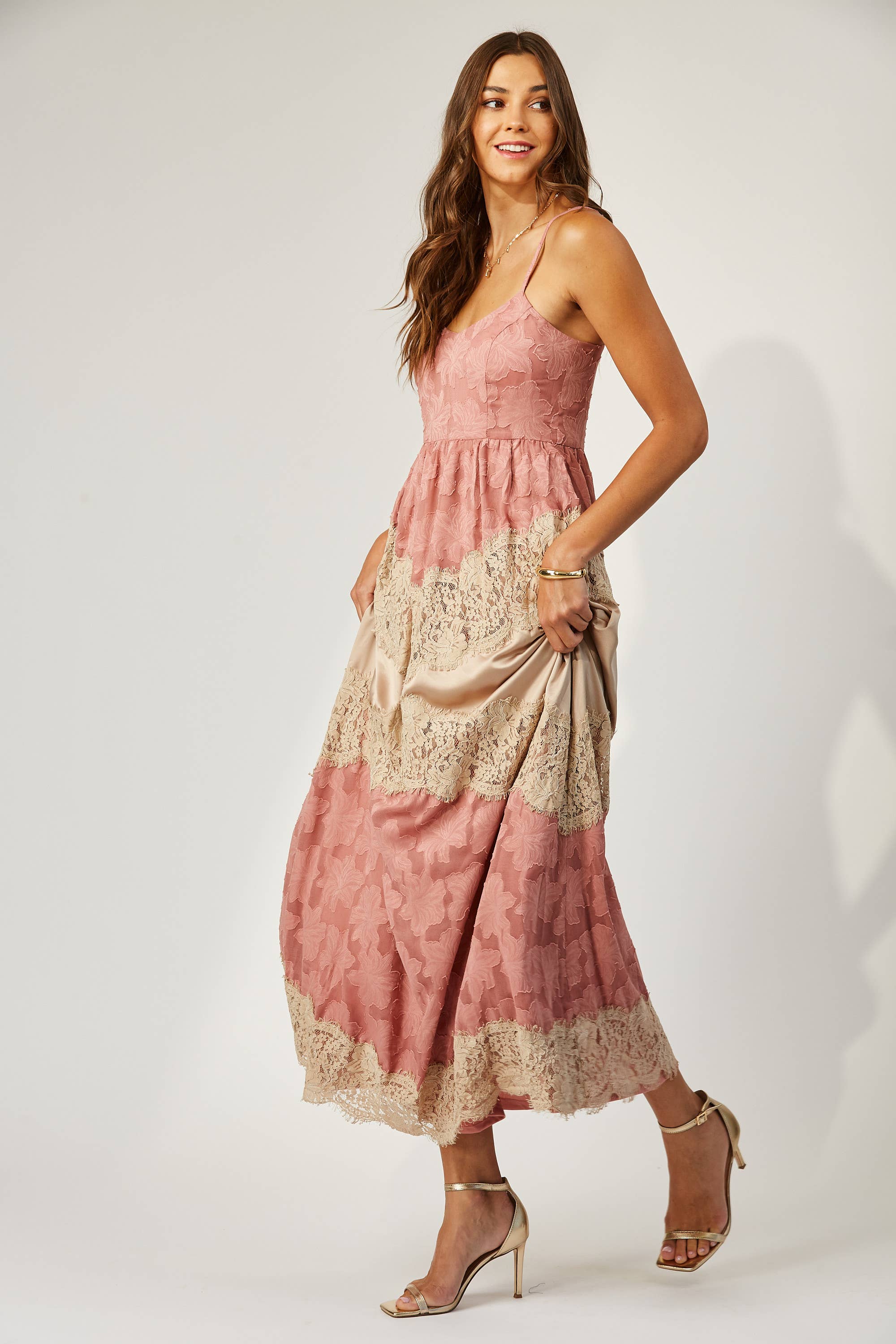 Charlotte lace and burnout maxi dress