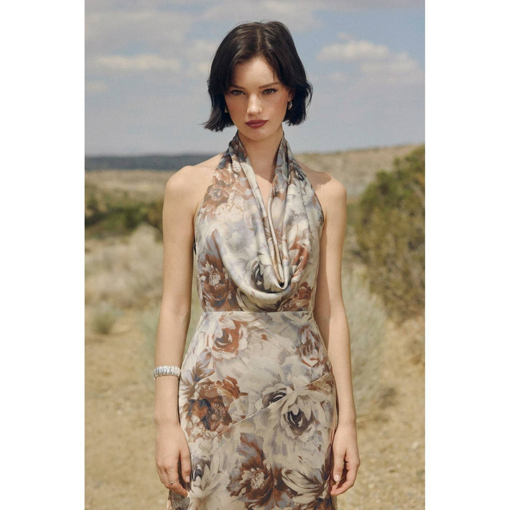 Dune Crest Draped Halter Neck Maxi Dress