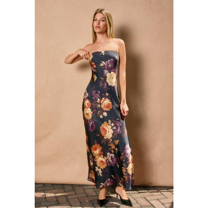 Evening Rose Garden Strapless Maxi