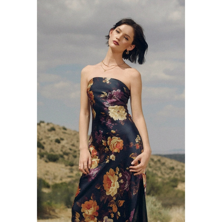 Evening Rose Garden Strapless Maxi