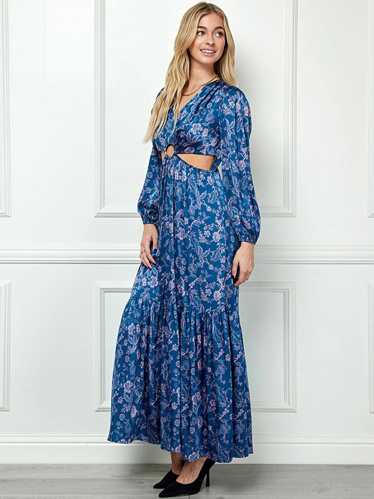 Midnight Blossom Cutout Maxi