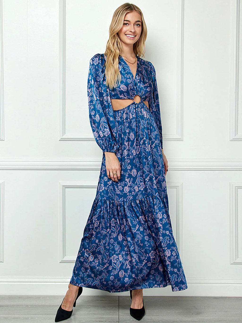 Midnight Blossom Cutout Maxi