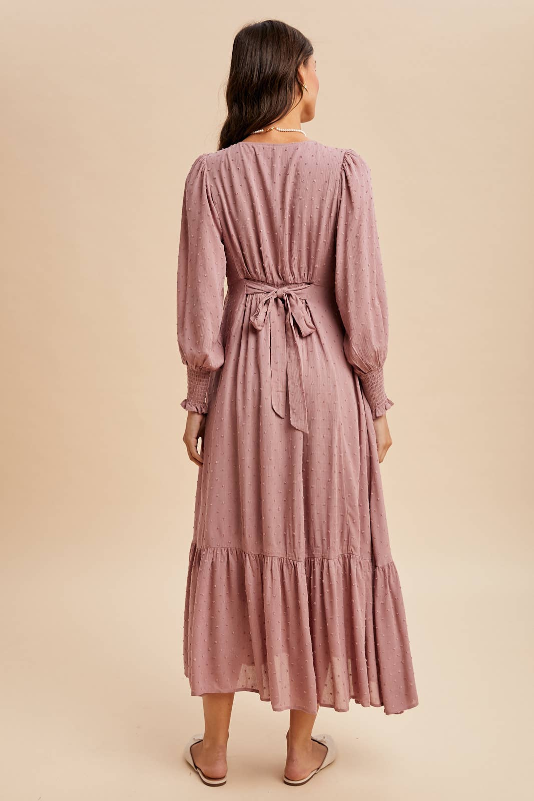 SWISS DOT BUTTON DOWN MAXI DRESS