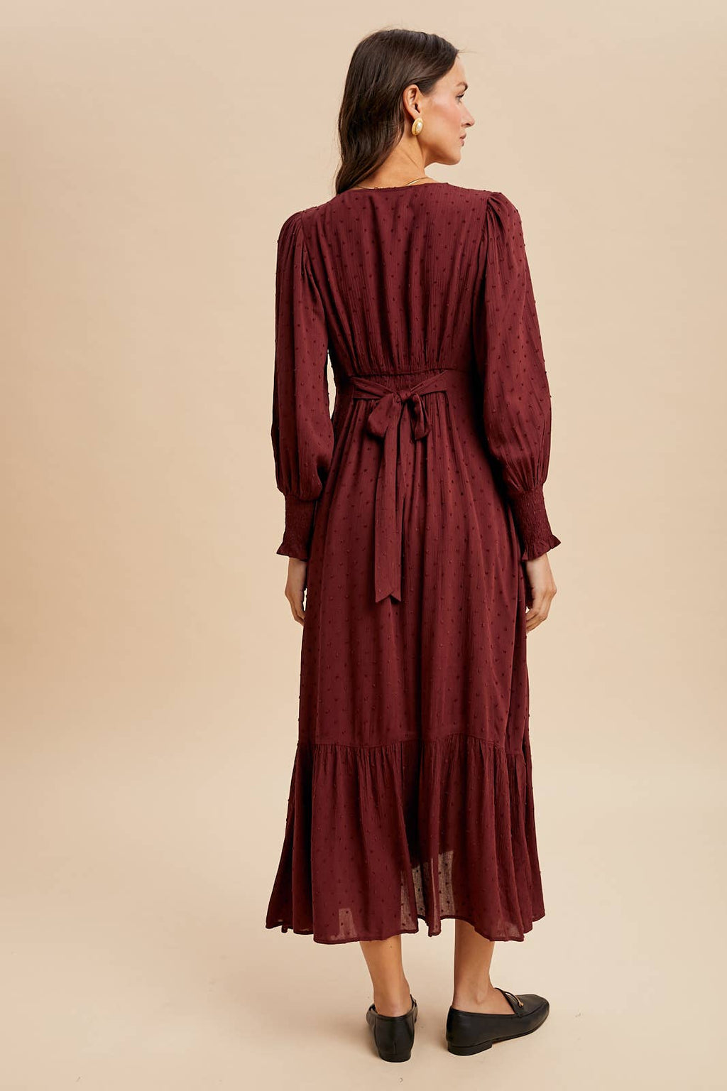 SWISS DOT BUTTON DOWN MAXI DRESS