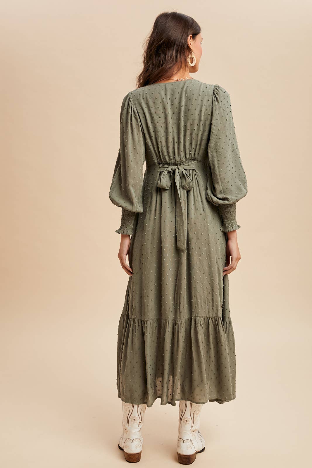 SWISS DOT BUTTON DOWN MAXI DRESS