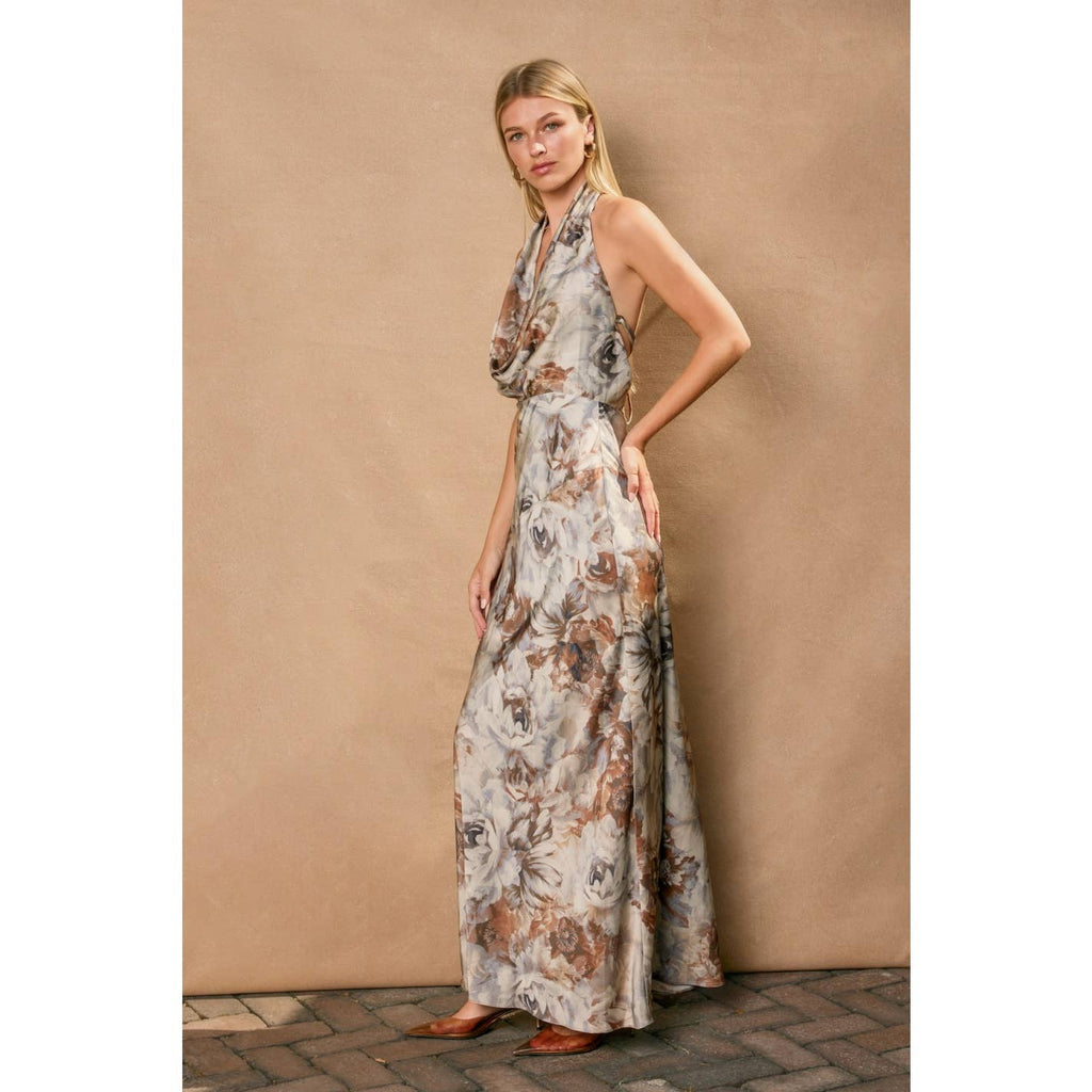 Dune Crest Draped Halter Neck Maxi Dress