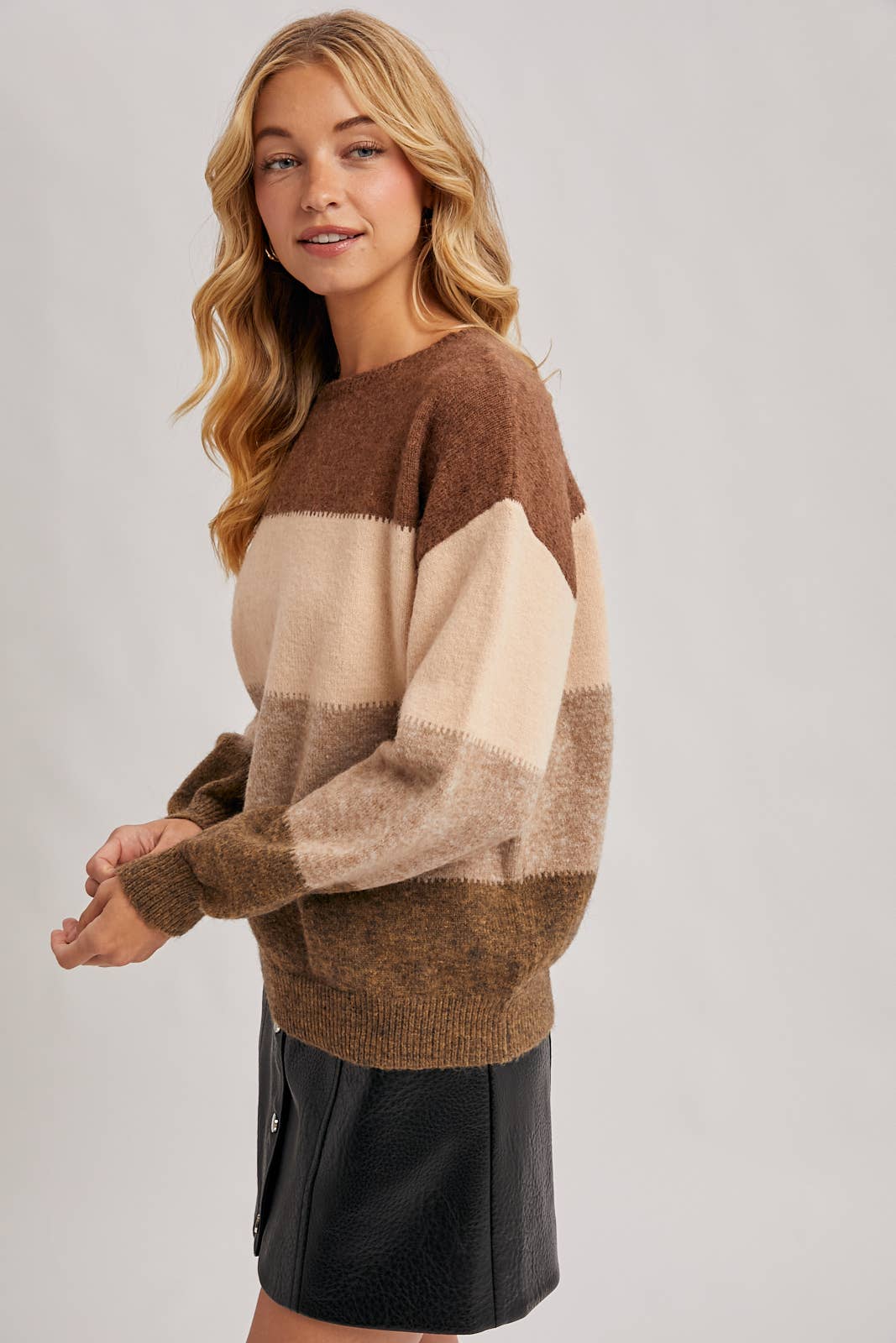 COLOR BLOCK KNIT SWEATER PULLOVER