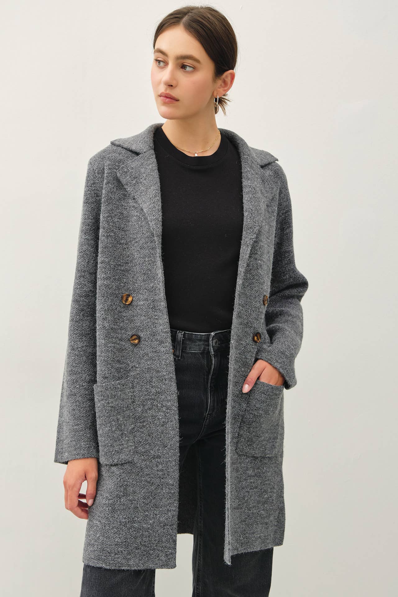 OPEN BASIC SWEATER COAT