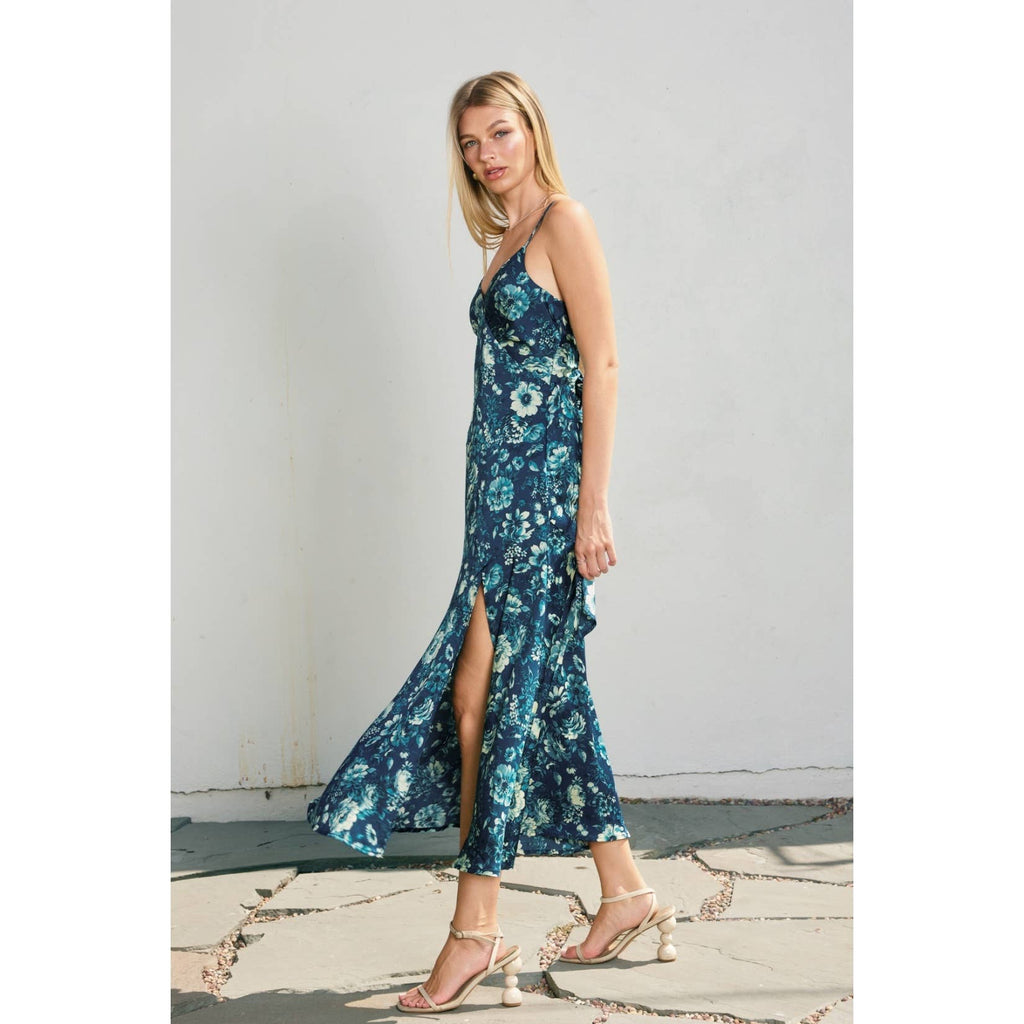 Petal Sky Tie Back Midi Dress