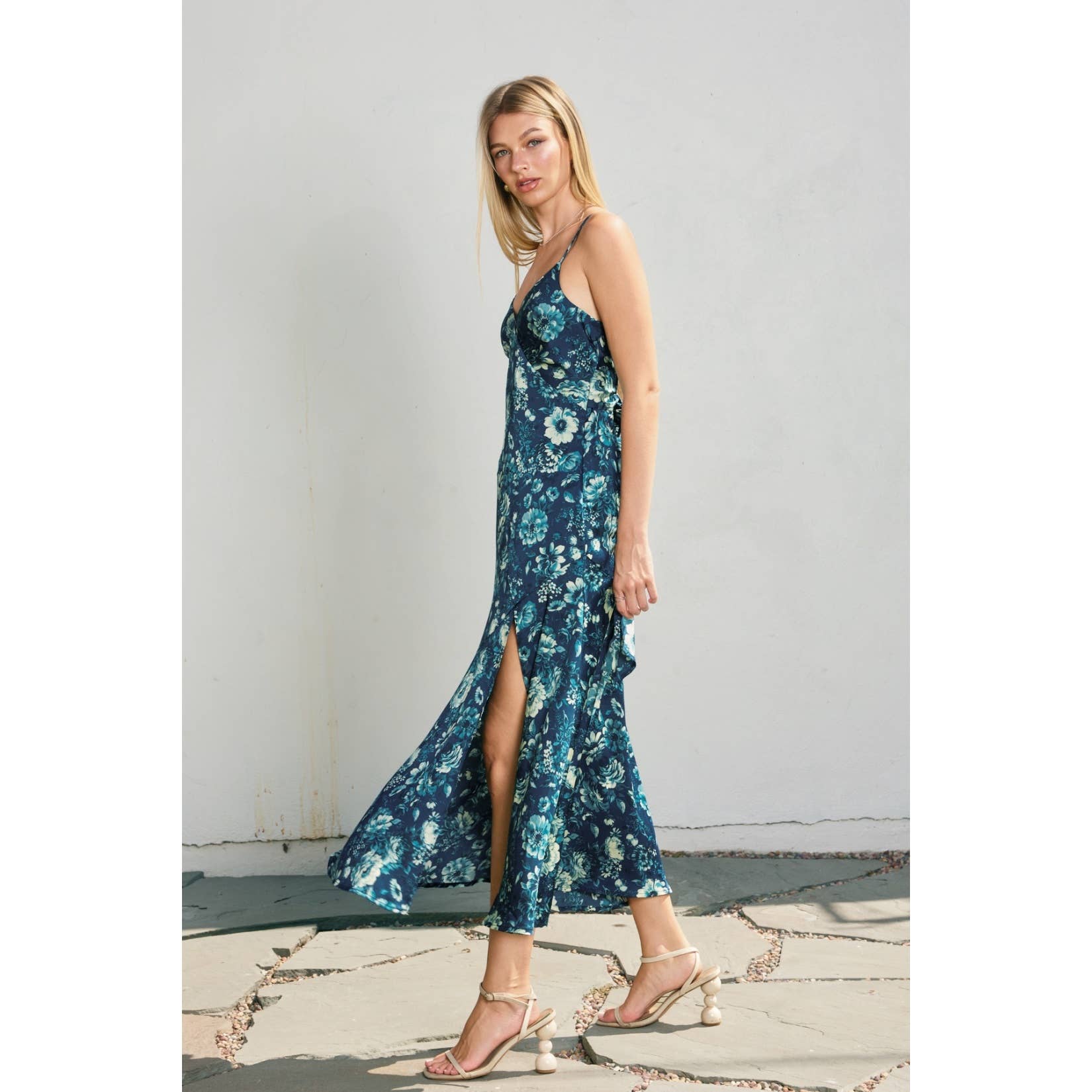 Petal Sky Tie Back Midi Dress