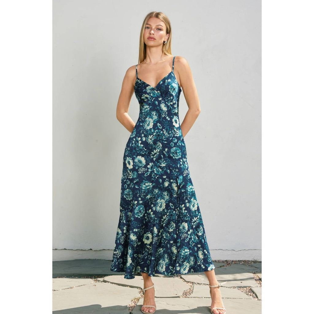 Petal Sky Tie Back Midi Dress